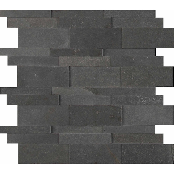 Neptune 3D 12 In. X 12 In. X 10Mm Honed Basalt Mesh-Mounted Mosaic Tile, 10PK